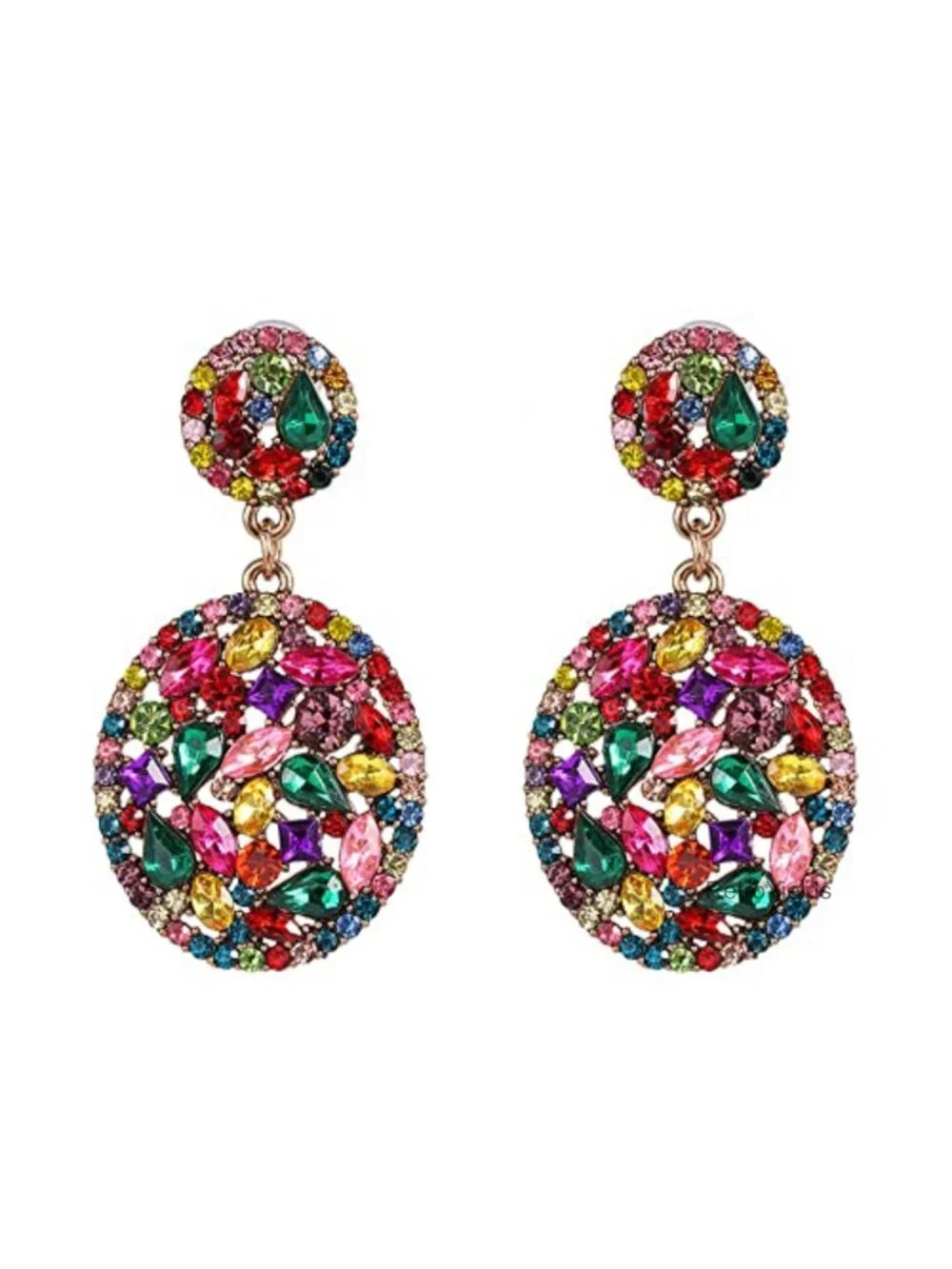 Crystal Drop Dangle Earrings Rhinestone Paved Round Stud Earrings Vintage